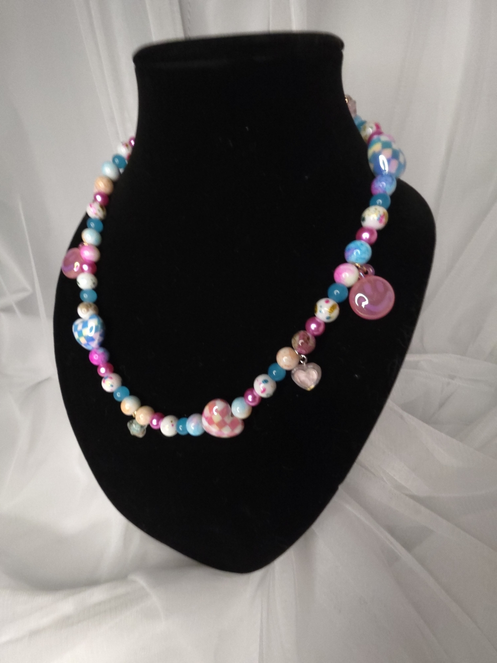 Colorful Heart Bead Necklace - Multicolor Women’s Necklace - Picture 3 of 5
